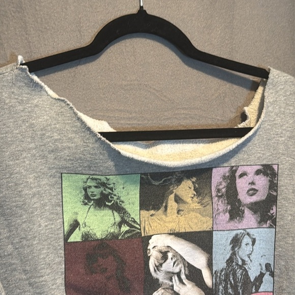 Taylor Swift Eras Tour Gray Graphic Sweatshirt with cut Neck - Picture 3 of 4